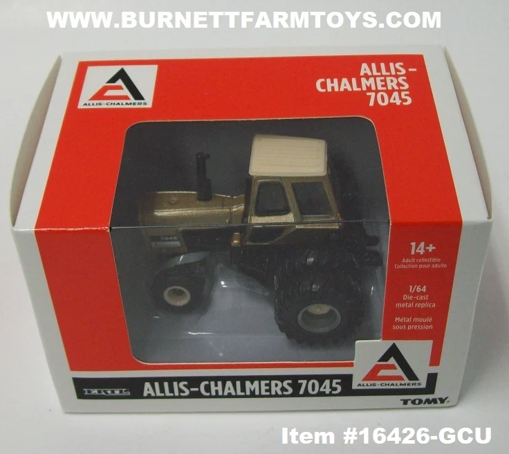 Item #16426-GCU Gold Allis Chalmers 7045 Tractor with Cab and Rear Duals Chase Unit - 1/64 Scale - Ertl Tomy - Image 5