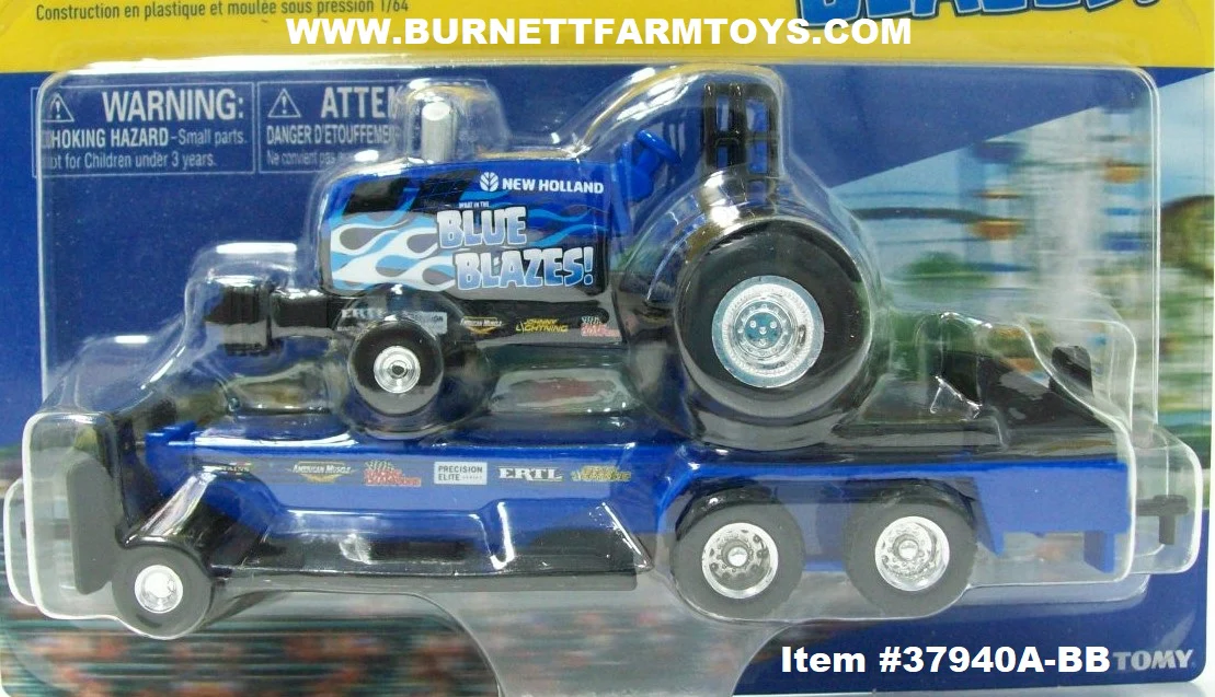 Item #37940A-BB New Holland What In The Blue Blazes Pulling Tractor with Blue Black Pulling Sled - 1/64 Scale - Ertl / Tomy - Image 4