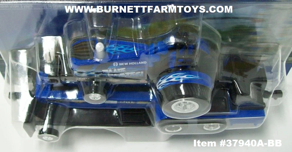 Item #37940A-BB New Holland What In The Blue Blazes Pulling Tractor with Blue Black Pulling Sled - 1/64 Scale - Ertl / Tomy - Image 5