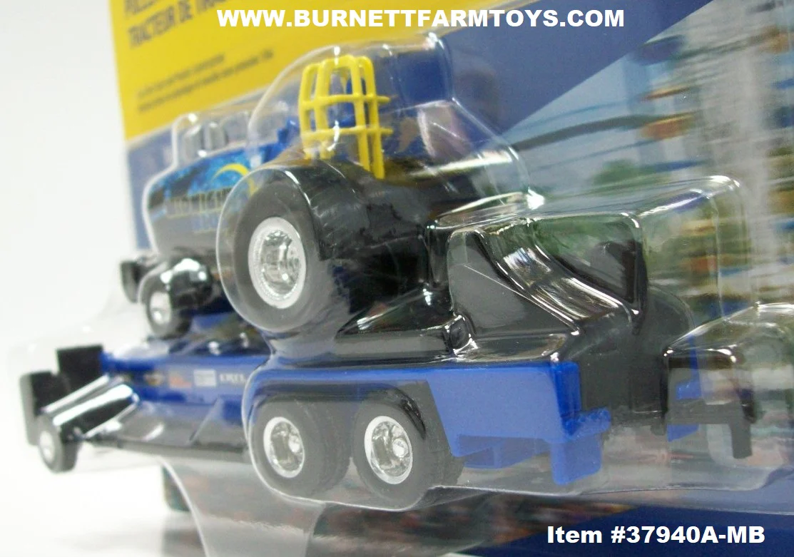 Item #37940A-MB New Holland Midnight Blue Pulling Tractor with Blue Black Pulling Sled - 1/64 Scale - Ertl / Tomy - Image 3