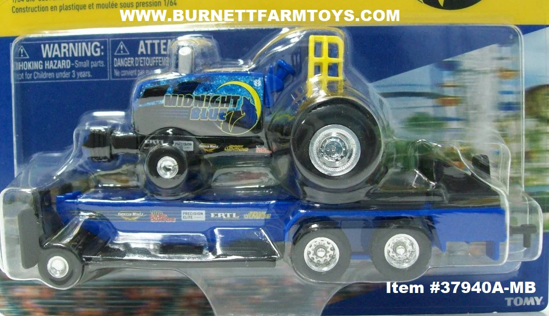 Item #37940A-MB New Holland Midnight Blue Pulling Tractor with Blue Black Pulling Sled - 1/64 Scale - Ertl / Tomy - Image 4