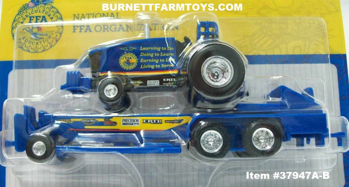 Item #37947A-B Blue Pulling Tractor with Sled - National FFA Organization Edition - 1/64 Scale - Ertl / Tomy - Image 4