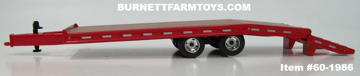 Item #60-1986 Red Tandem Axle Bumper Hitch Beaver Tail Tag Trailer with Ramps - 1/64 Scale – DCP by First Gear - Image 3