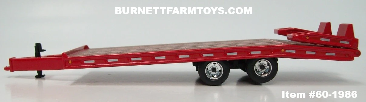 Item #60-1986 Red Tandem Axle Bumper Hitch Beaver Tail Tag Trailer with Ramps - 1/64 Scale – DCP by First Gear - Image 4