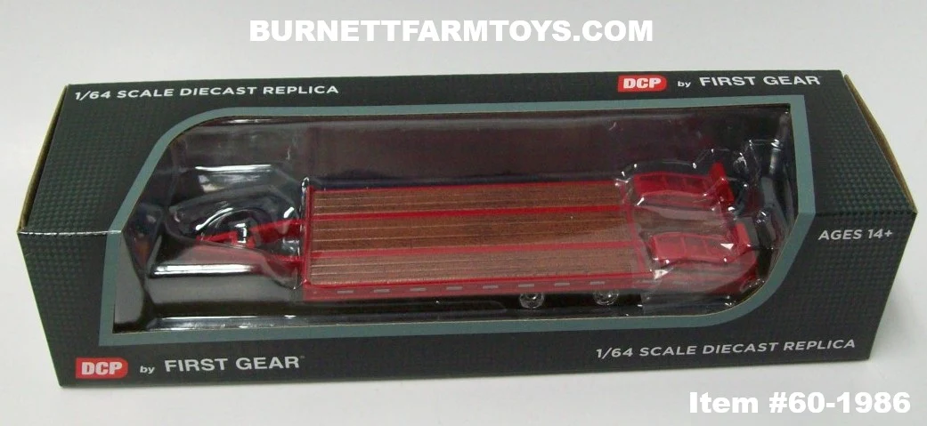 Item #60-1986 Red Tandem Axle Bumper Hitch Beaver Tail Tag Trailer with Ramps - 1/64 Scale – DCP by First Gear - Image 7