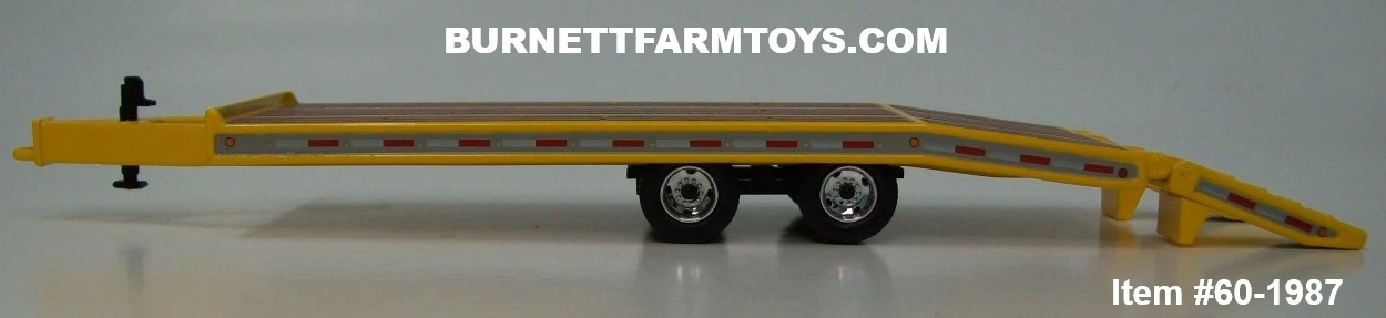 Item #60-1987 Yellow Tandem Axle Bumper Hitch Beaver Tail Tag Trailer with Ramps - 1/64 Scale – DCP by First Gear - Image 3