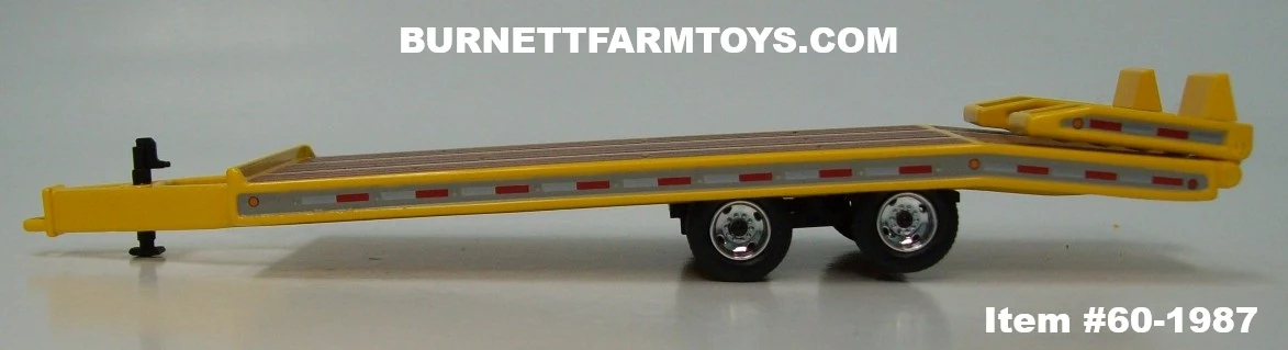 Item #60-1987 Yellow Tandem Axle Bumper Hitch Beaver Tail Tag Trailer with Ramps - 1/64 Scale – DCP by First Gear - Image 4