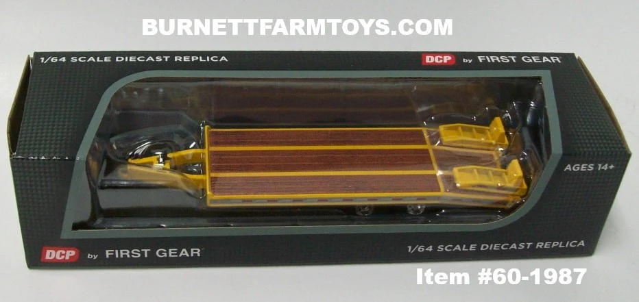 Item #60-1987 Yellow Tandem Axle Bumper Hitch Beaver Tail Tag Trailer with Ramps - 1/64 Scale – DCP by First Gear - Image 7