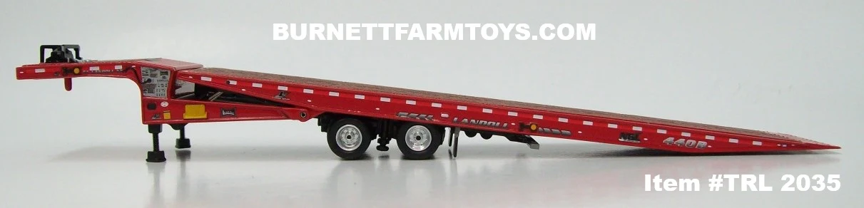 Item #TRL 2035 Red Tandem Axle Landoll 440 Series Traveling Slide Axle Flatbed Trailer - 1/64 Scale – DCP by First Gear - Image 4
