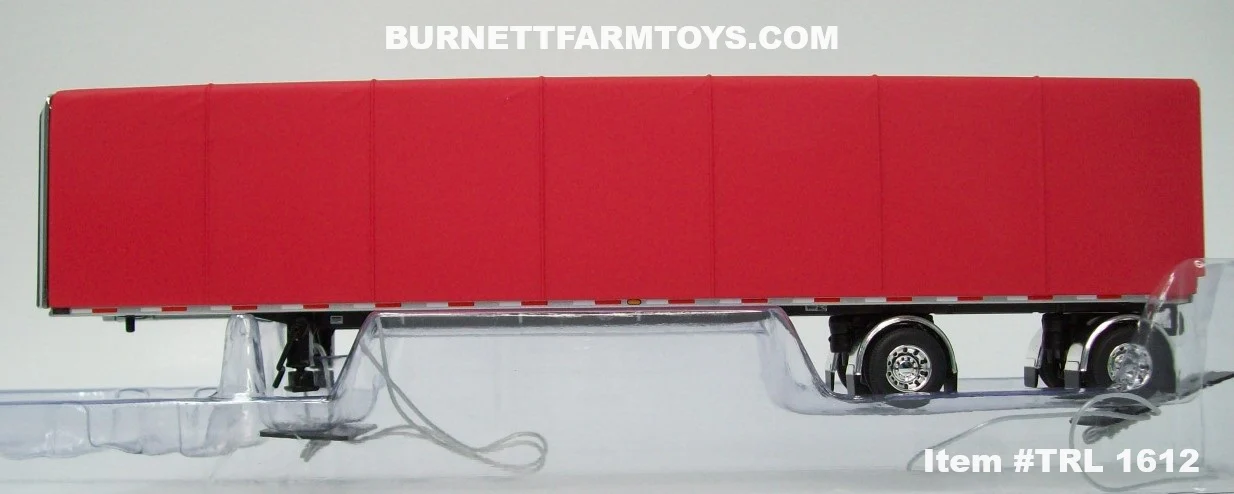 Item #TRL 1612 Spread Axle Utility Red Roll Tarp Flatbed Trailer - 1/64 Scale – DCP by First Gear - Image 3