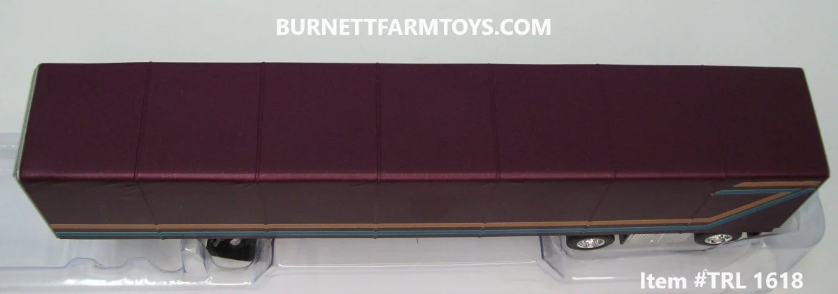 Item #TRL 1618 Plum Purple Gold Stripe Blue Stripe Cream Outline Spread Axle Utility 53-foot ABS Roll Tarp Flatbed Trailer - 1/64 Scale - DCP by First Gear - Image 4