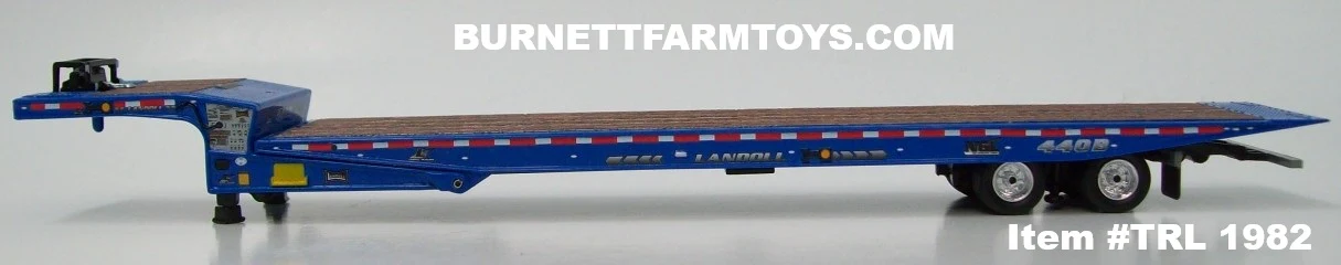 Item #TRL 1982 Blue Tandem Axle Landoll 440 Series Traveling Slide Axle Flatbed Trailer - 1/64 Scale – DCP by First Gear - Image 3