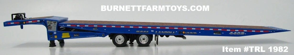 Item #TRL 1982 Blue Tandem Axle Landoll 440 Series Traveling Slide Axle Flatbed Trailer - 1/64 Scale – DCP by First Gear - Image 4